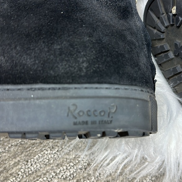 Rocco P. Women's Black High-Top Suede Lace up Shoes with Zipper in Back 37/ 6.5 - Picture 7 of 8